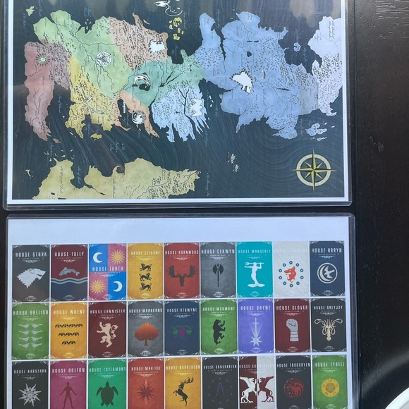 Laminated Game Of Thrones Posters (2) - Map Of Westeros and Family Vigils - Picture 5 of 9